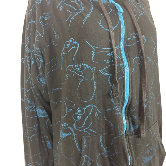 Sesame Street Cookie Monster Sweatshirt Reversible Black Blue Unisex XL Hoodie - Picture 10 of 11